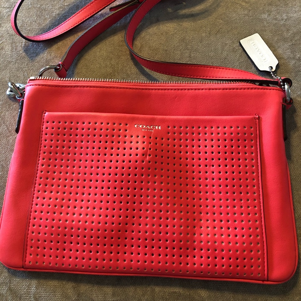 Coach Legacy Perforated Swingpk Watermelon Crossbd
